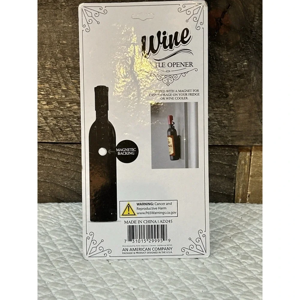Multifunctional Corkscrew & Bottle Opener Black Red Metal Magnetic Backing
